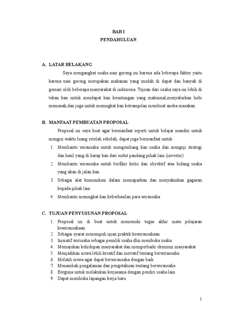 Proposal Usaha Nasi Goreng Doc Doc