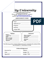 City University: Assignment Form
