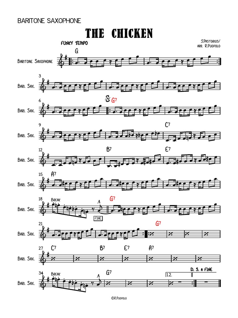 The CHICKEN Baritone Saxophone PDF Anches le jazz