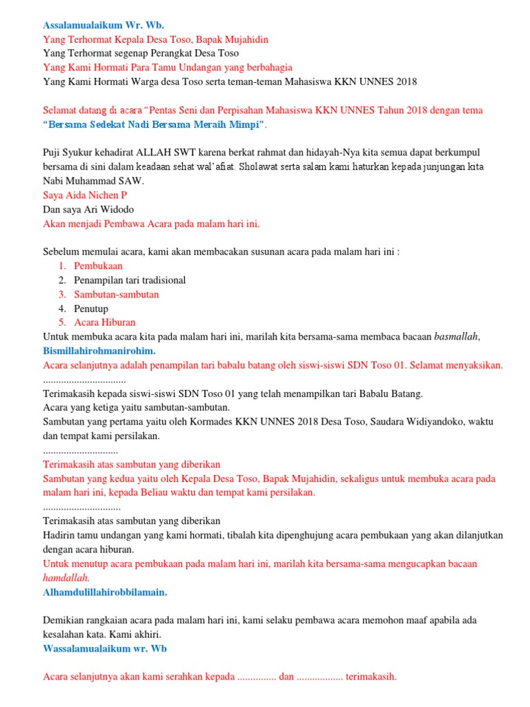 MC Perpisahan KKN | PDF