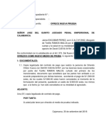 Solicitud de Ofrecimiento de Nueva Prueba (Lesiones - Juez Unipersonal)