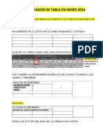 Borrador de Tabla en Word 2016