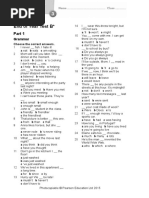 End of Year Test B : Grammar