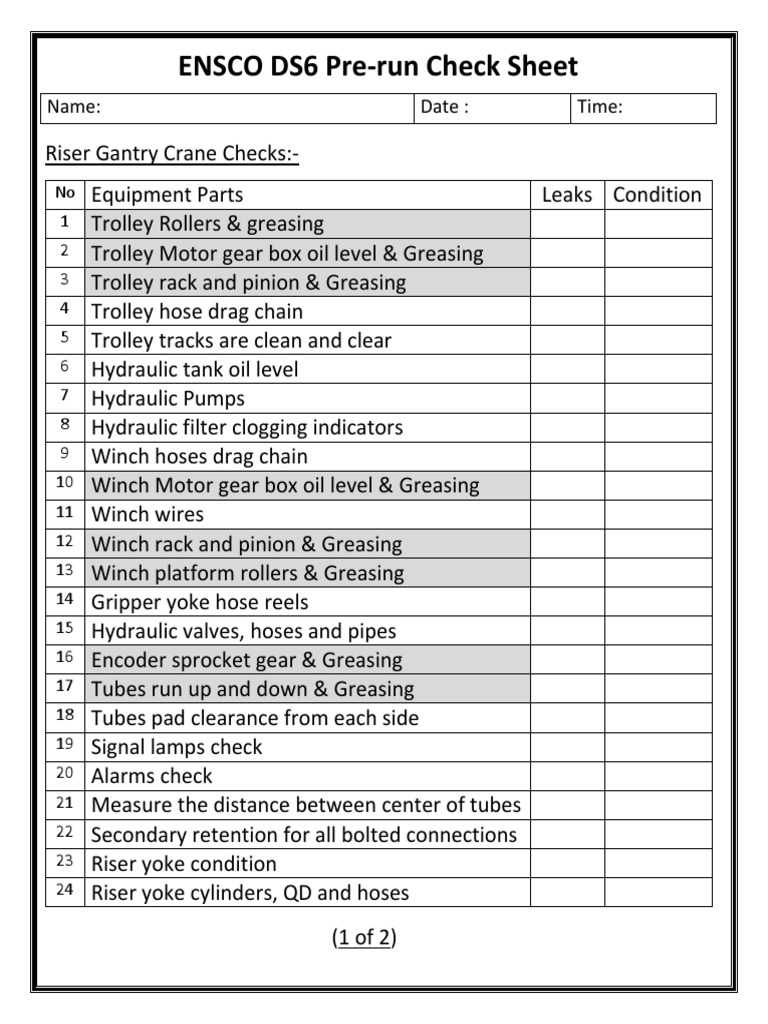 Pre - Run Check List | PDF | Business
