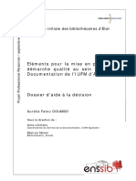 Elements Pour La Mise en Place D Une Demarche Qualite Au Sein Du Service Documentation de L Iufm D Aquitaine PDF