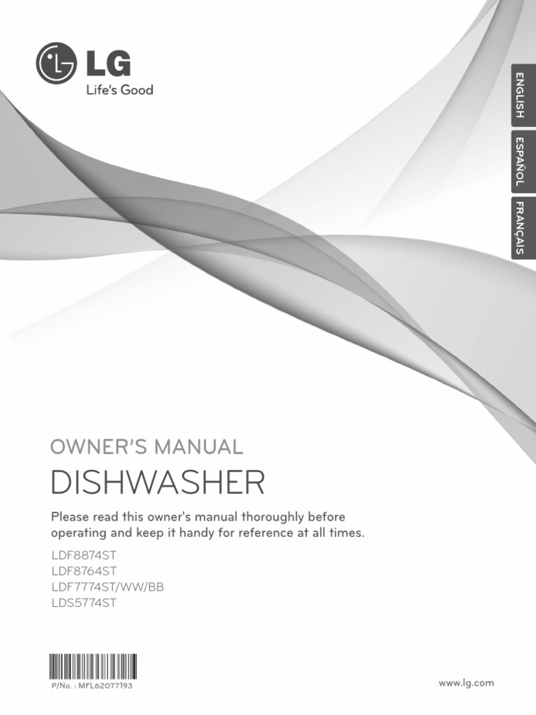 LG Dishwasher LDF7774ST Owner's Manual (English) PDF Dishwasher