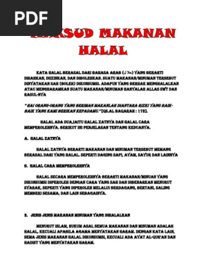 Maksud Makanan Halal Pdf