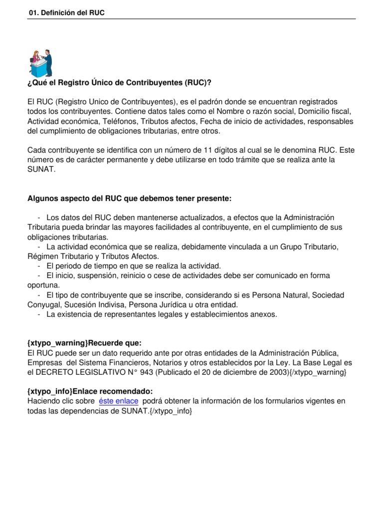 Ruc 01 definicion del ruc