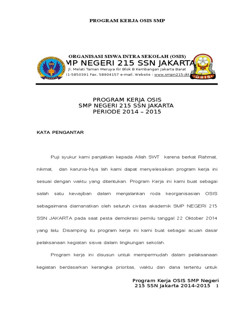 Program Kerja Osis Smp Doc