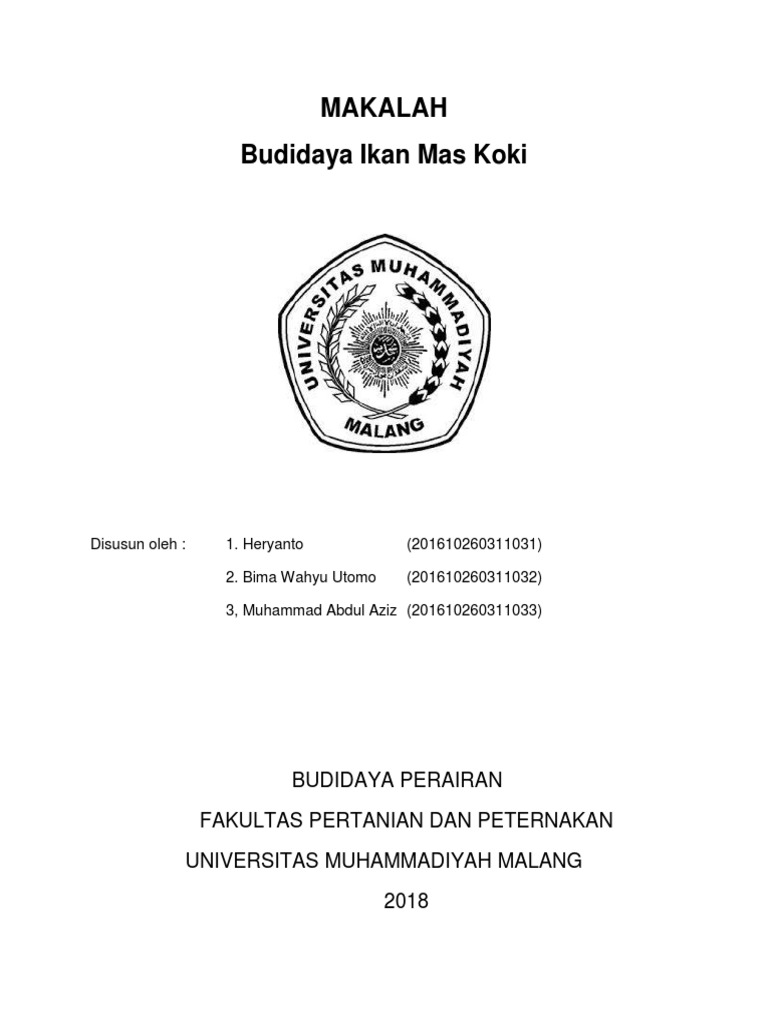 295834573 Makalah Budidaya Ikan Mas Koki