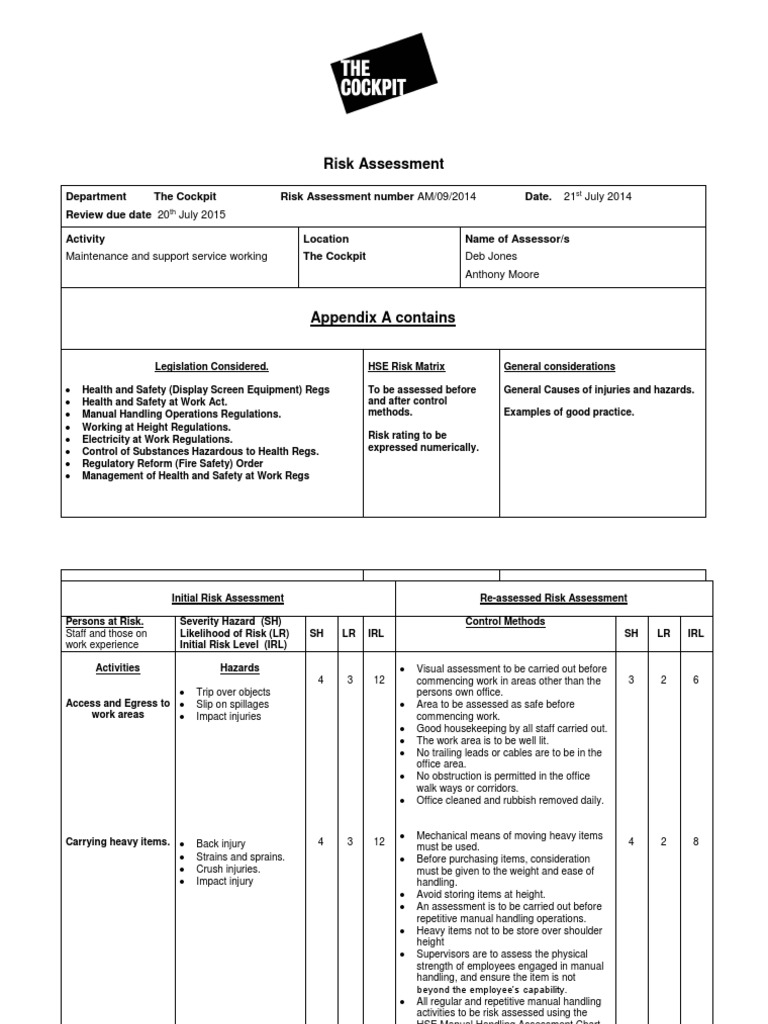 Cockpit Risk Assessment | PDF | Personal Protective Equipment | Risk