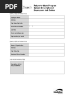 Return-to-Work Program Sample Description of Employee's Job Duties