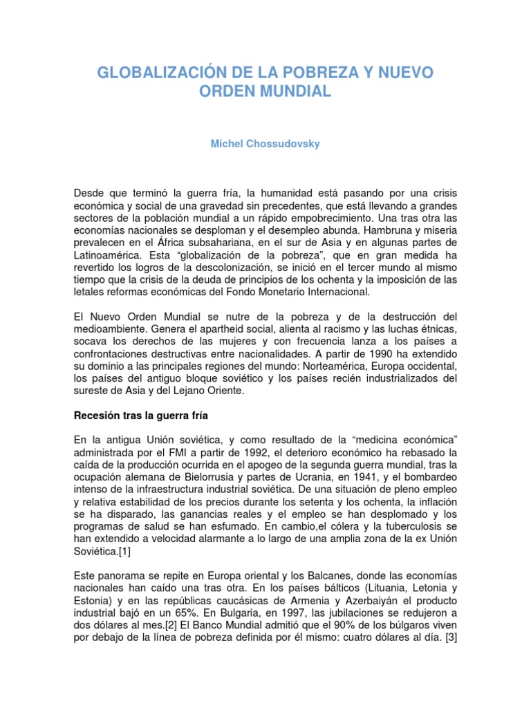 Globalización y pobreza en el mundo | PDF | Política