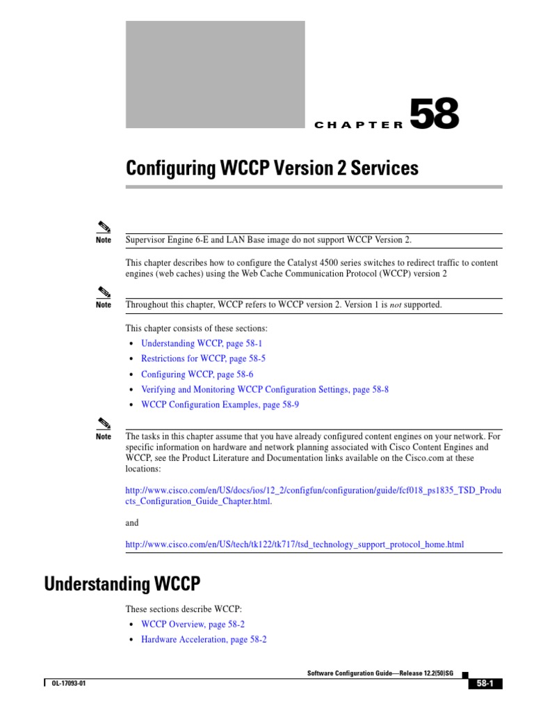 Configuring WCCP Version 2 on Catalyst 4500 | PDF | Multicast | Router ...