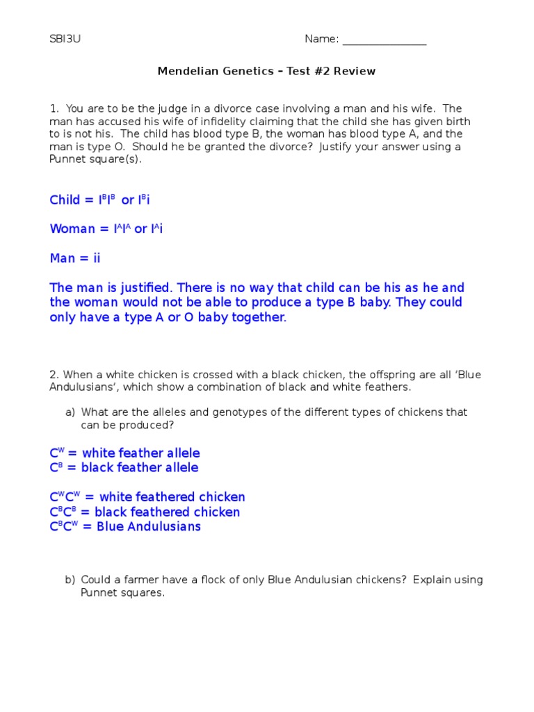 Mendelian Genetics Test Review Guide | PDF | Dominance (Genetics ...