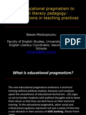 basic principles of pragmatism in education