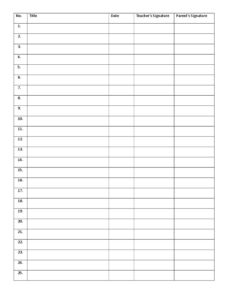 Signature Sheet for Parents and Teachers | PDF