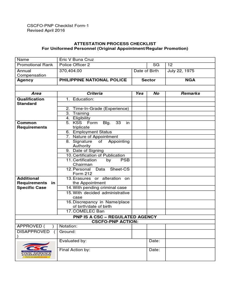 CSC Checklist | PDF