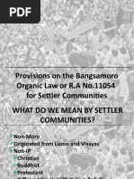 Provisions for Settler Communities in the BOL