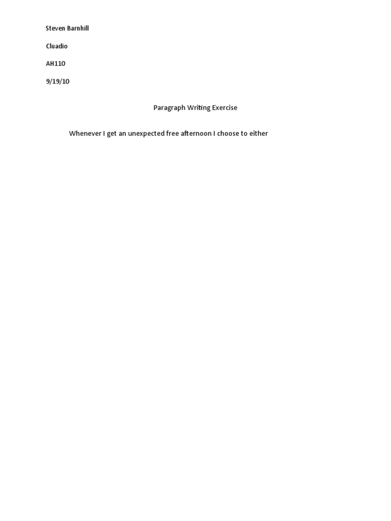 Paragraph Writing Exercise | PDF
