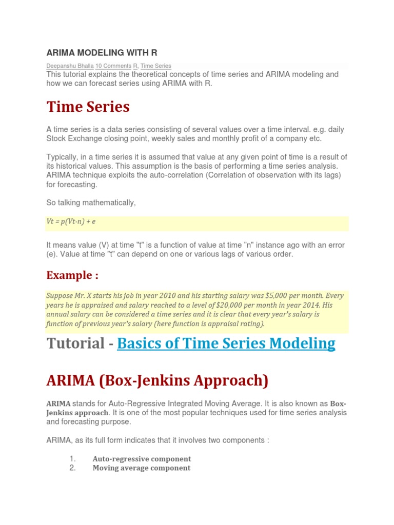 ARIMA Modeling Tutorial with R | PDF | Autoregressive Integrated Moving ...