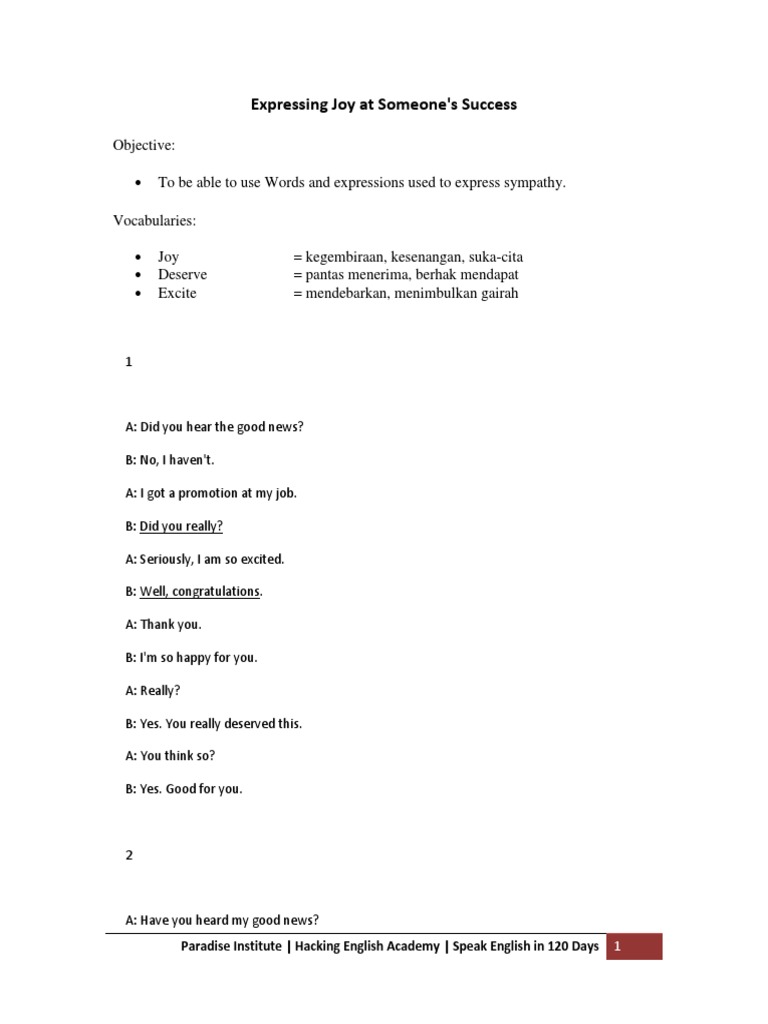 Expressing Joy for Success | PDF