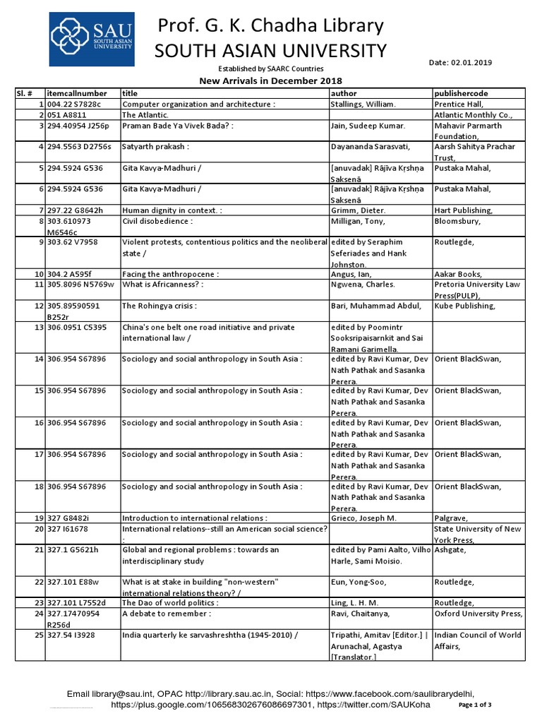 December 2018 New Arrivals List | PDF | Government | Justice