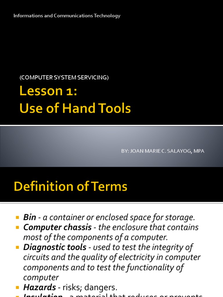 Essential Tools for Computer Servicing | PDF | Electrostatic Discharge ...