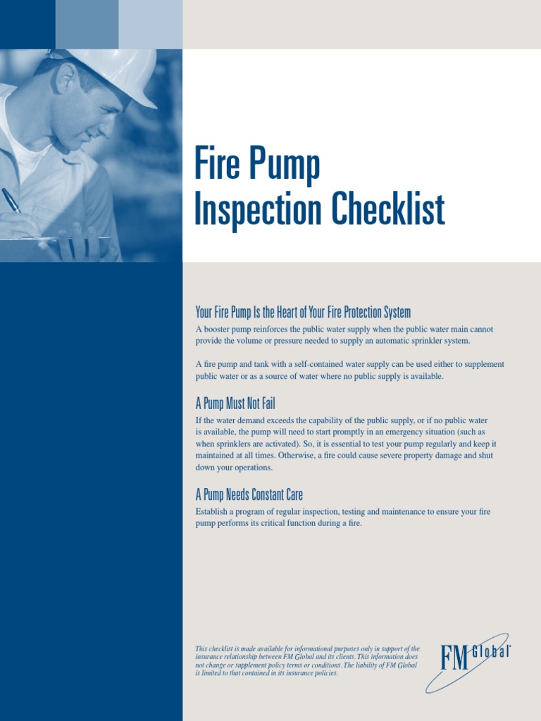 Fire Pump Inspection Checklist PDF | PDF | Internal Combustion Engine ...