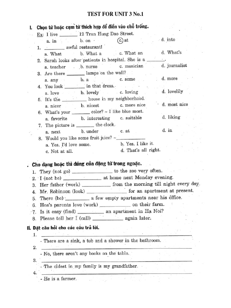 TEST FOR UNIT 3 No | PDF