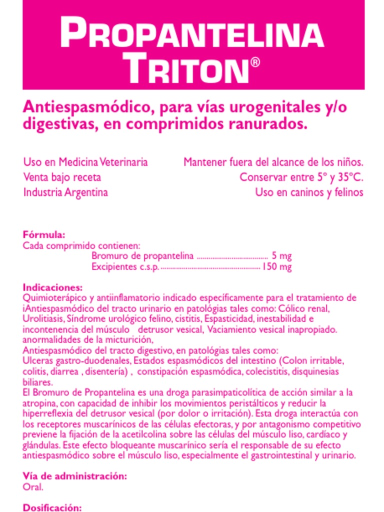 Propantelina PDF | PDF | Tratamientos médicos | Farmacología