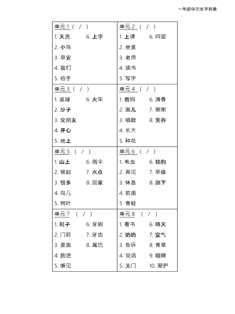 335199137 一年级华文生字28单元 Pdf