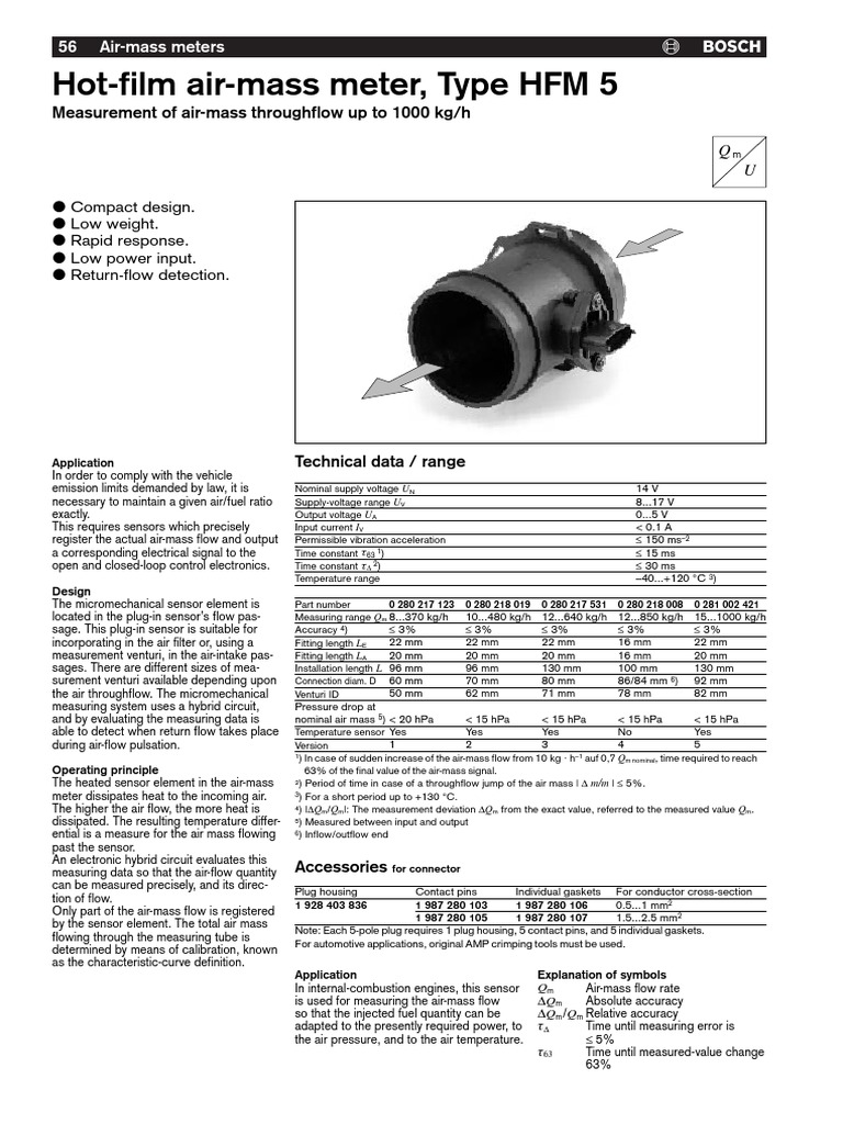 Bosch MAF Sensors | PDF | Electrical Connector | Sensor