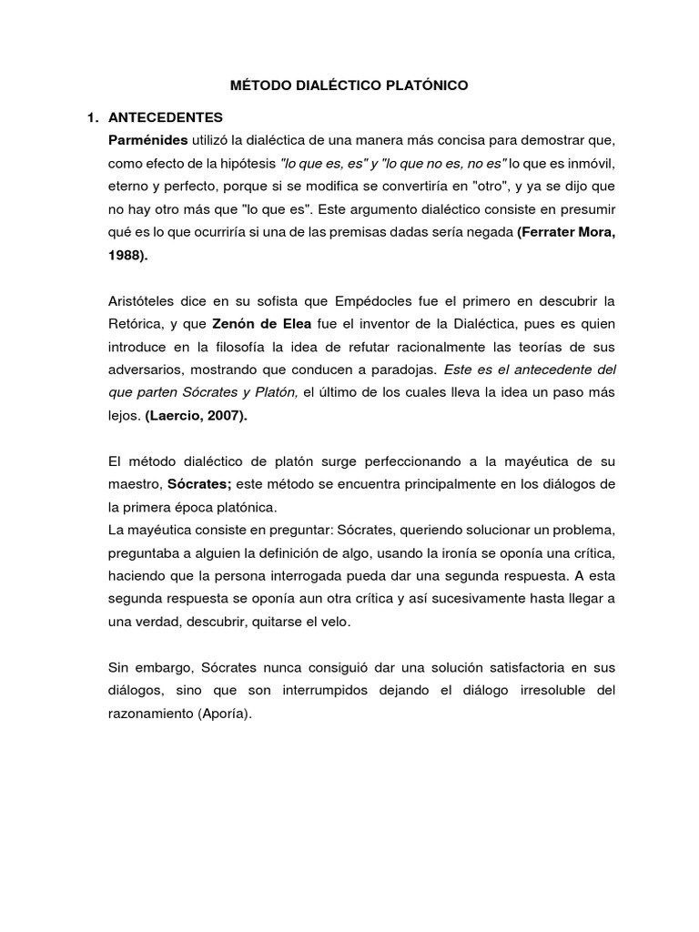 Método Dialéctico de Platón: Claves y Ejemplos | PDF | Dialéctico ...