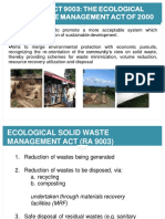 RA 9003: ECOLOGICAL SOLID WASTE MANAGEMENT ACT