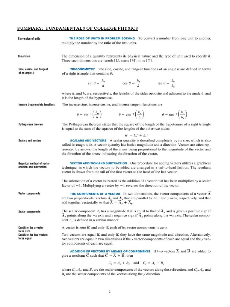College Physics Fundamentals Overview | PDF | Kilogram | Force