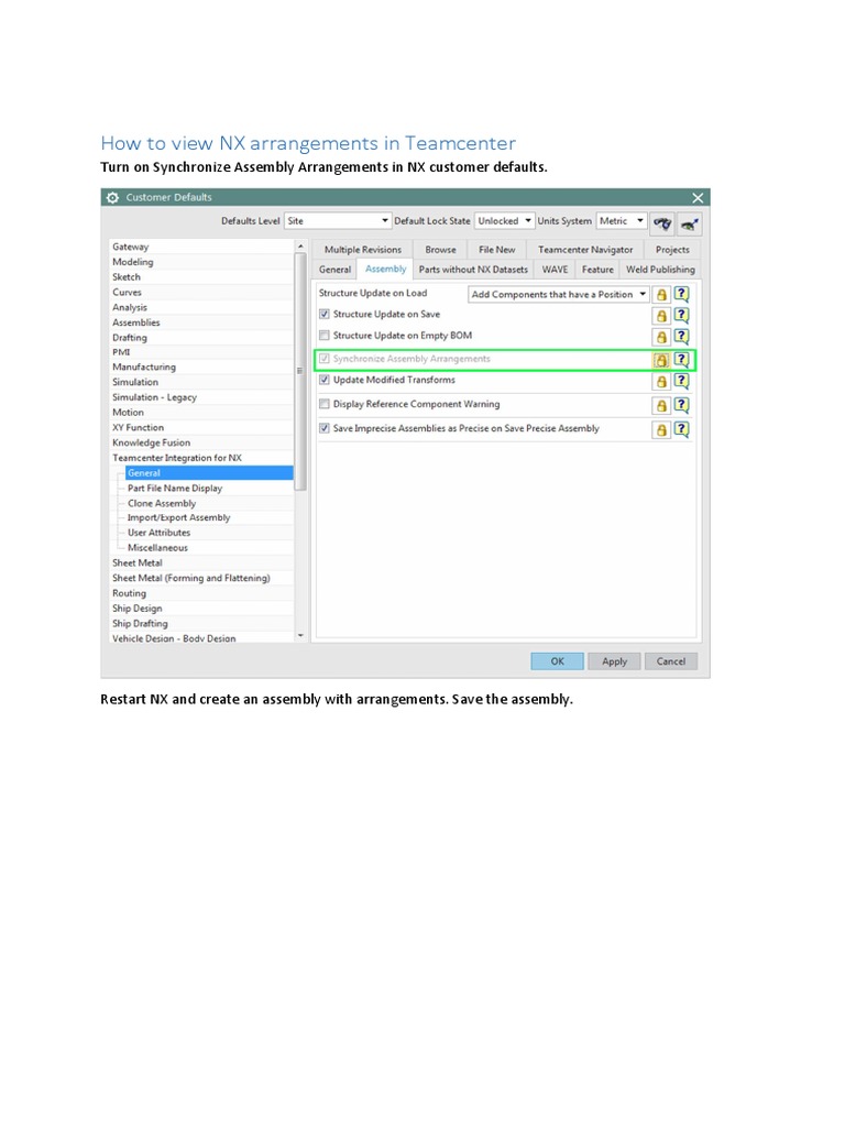 How To View NX Arrangements in Teamcenter PDF