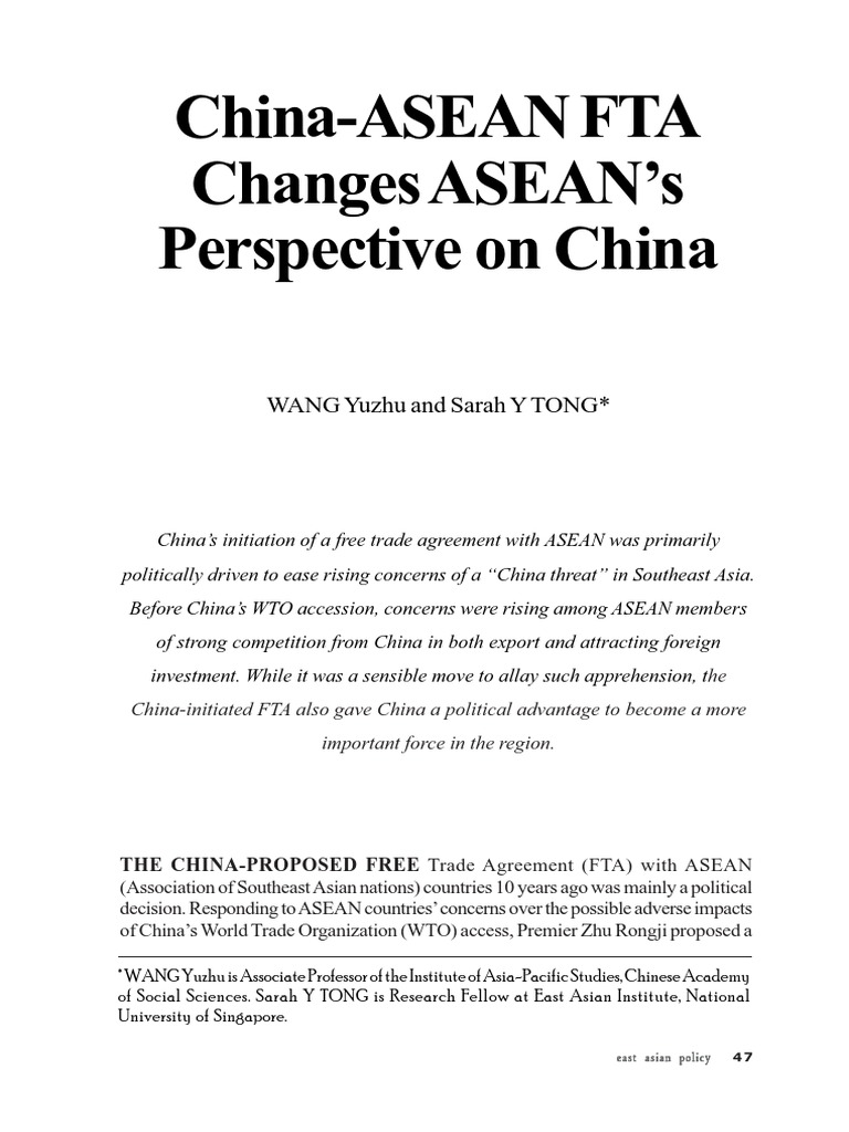 CHINA FTA intelligence overview