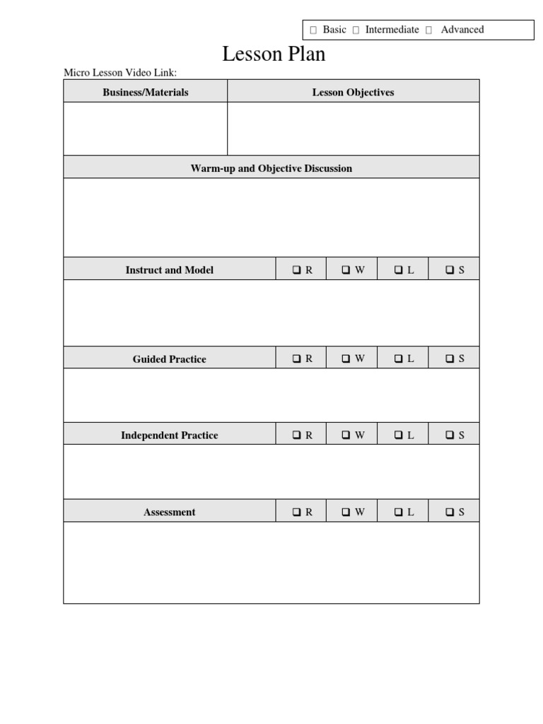 Lesson Plan: Micro Lesson Video Link | PDF