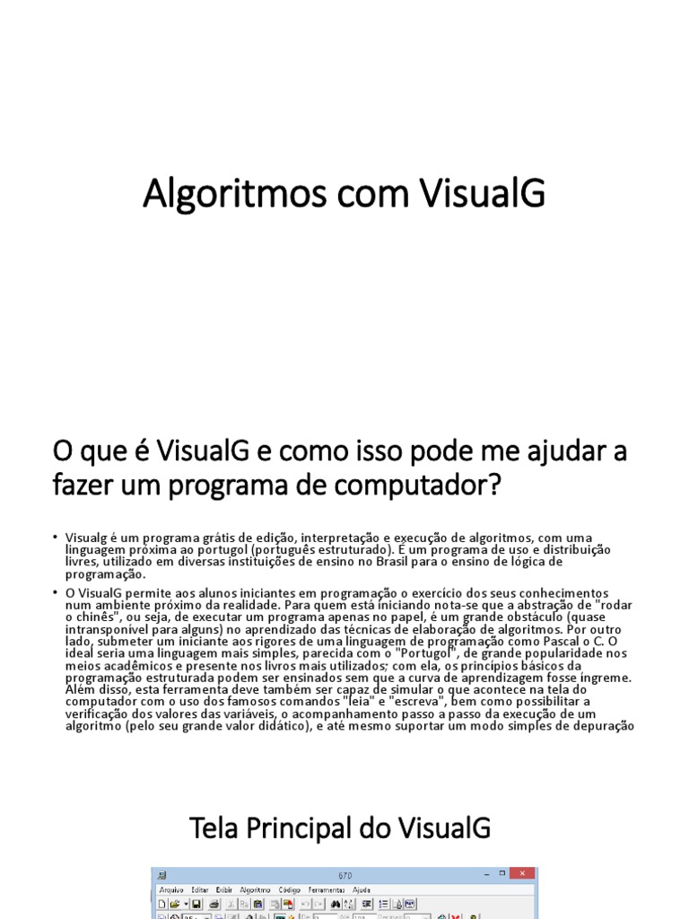 A tela principal do VisuAlg.