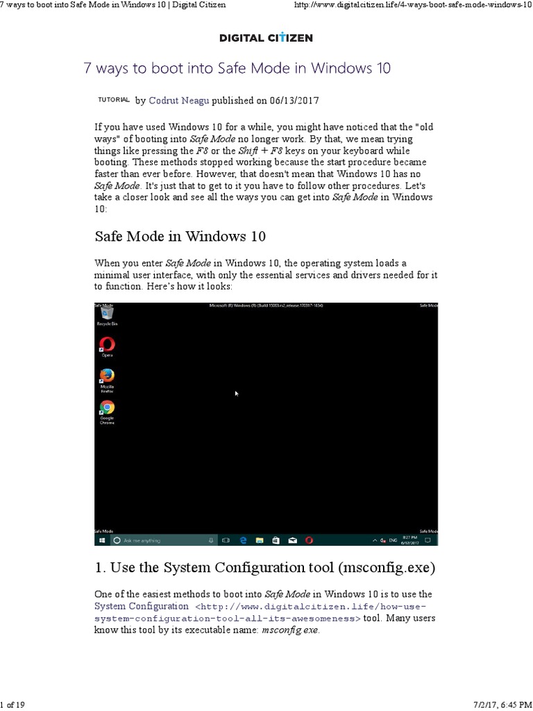Safe Mode Windows 10 PDF Windows 10 Booting