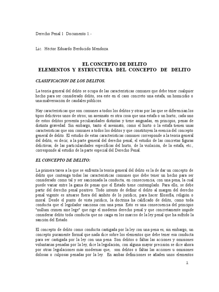 Elementos del Delito en Guatemala | PDF | Intención (Derecho Penal ...