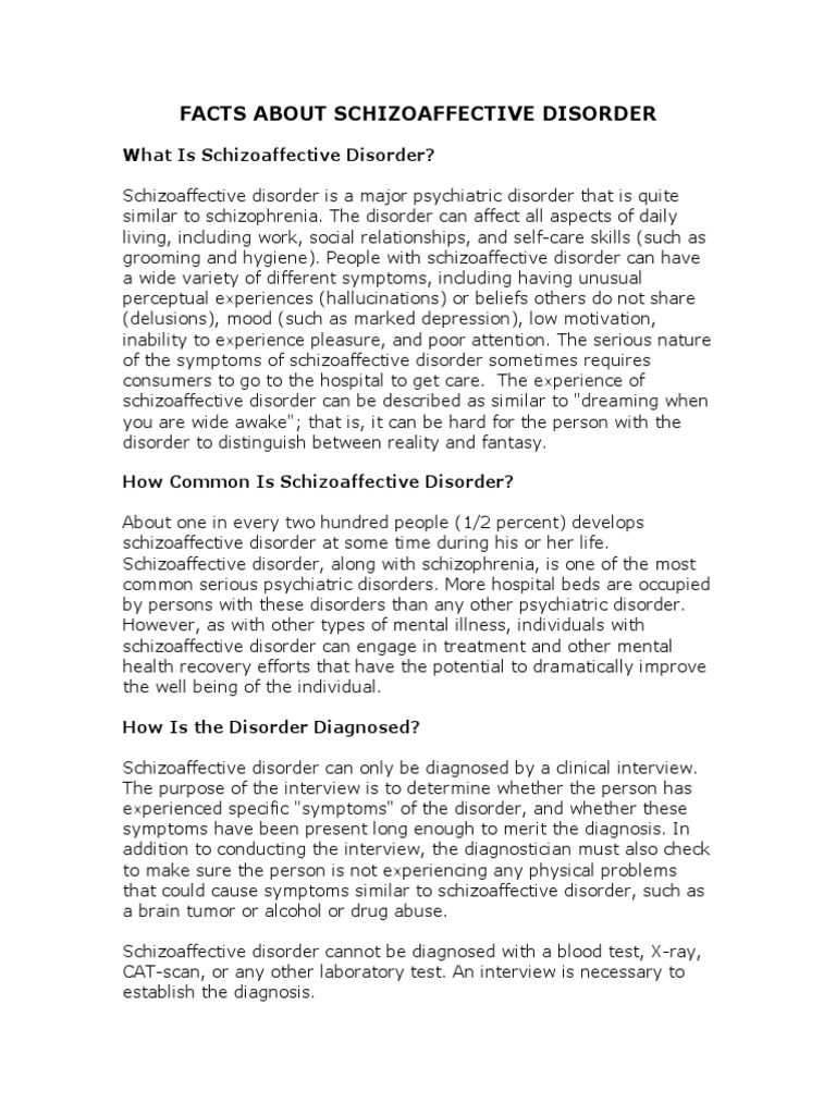 Schizoaffective Disorder Veteran and Family Handout-1 | PDF ...