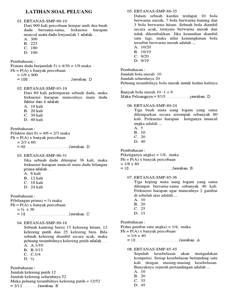Latihan Soal Peluang