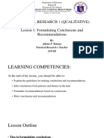 Practical Research 1 (Qualitative) Lesson 1 Formulating Conclusions and Rec