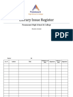 Library Issue Register: Paramount High School & College
