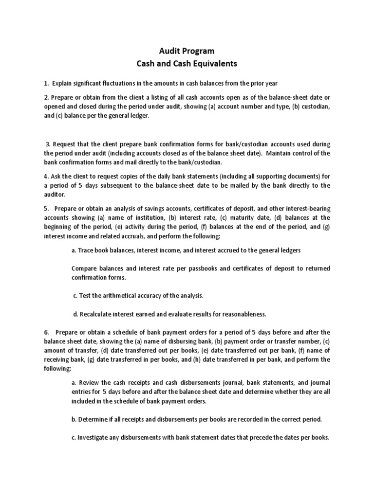 Audit Program | PDF | Certificate Of Deposit | Banks