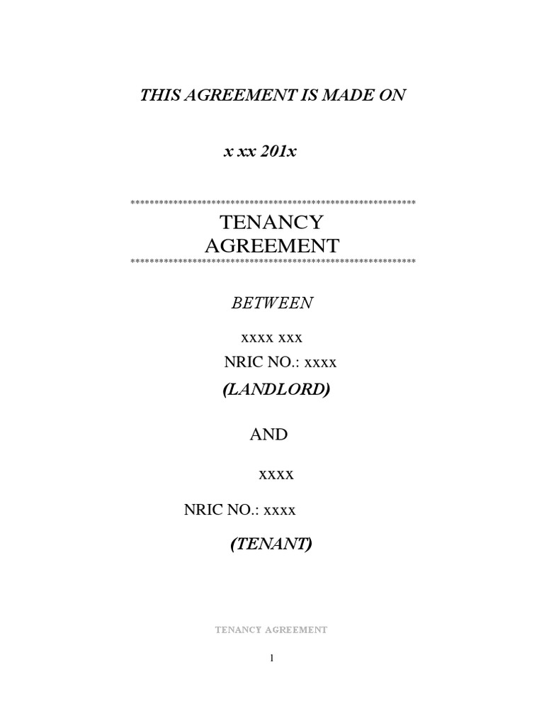 Tenancy Agreement Sample Document | PDF | Leasehold Estate | Landlord