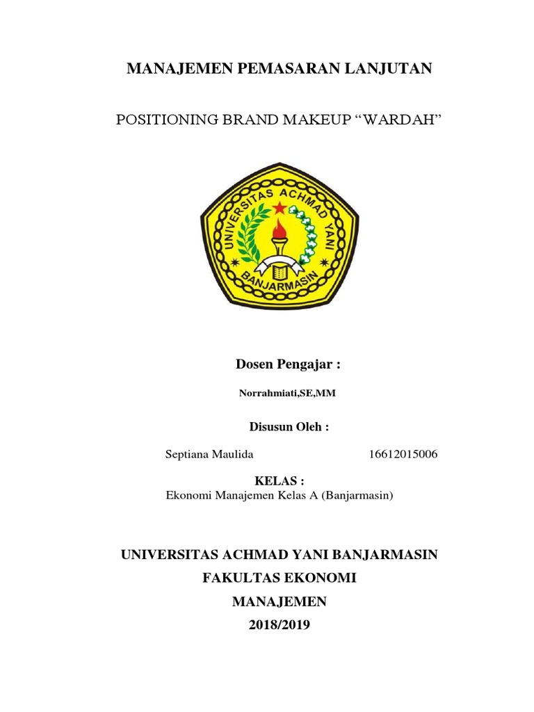 Makalah Positioning Brand Makeup Wardah