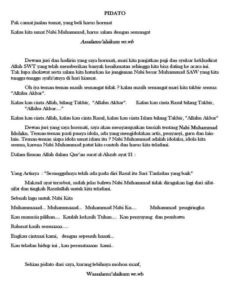 Teks Pidato Nabi Muhammad Idolaku Terbaru Kumpulan Referensi Teks Pidato